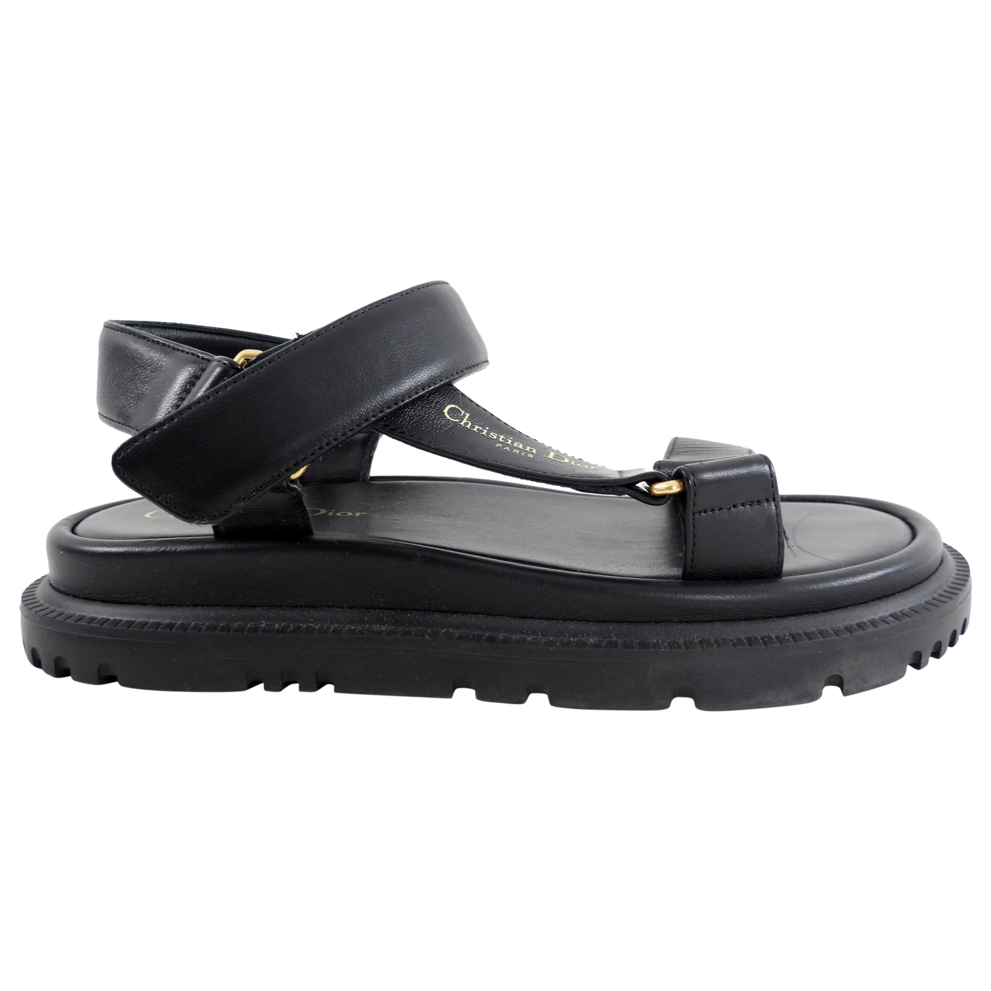 Christian Dior Black Leather D Wave Sandals Size 37 - Luxury Women's Designer Heels for Parties, Weddings & Evening Events
