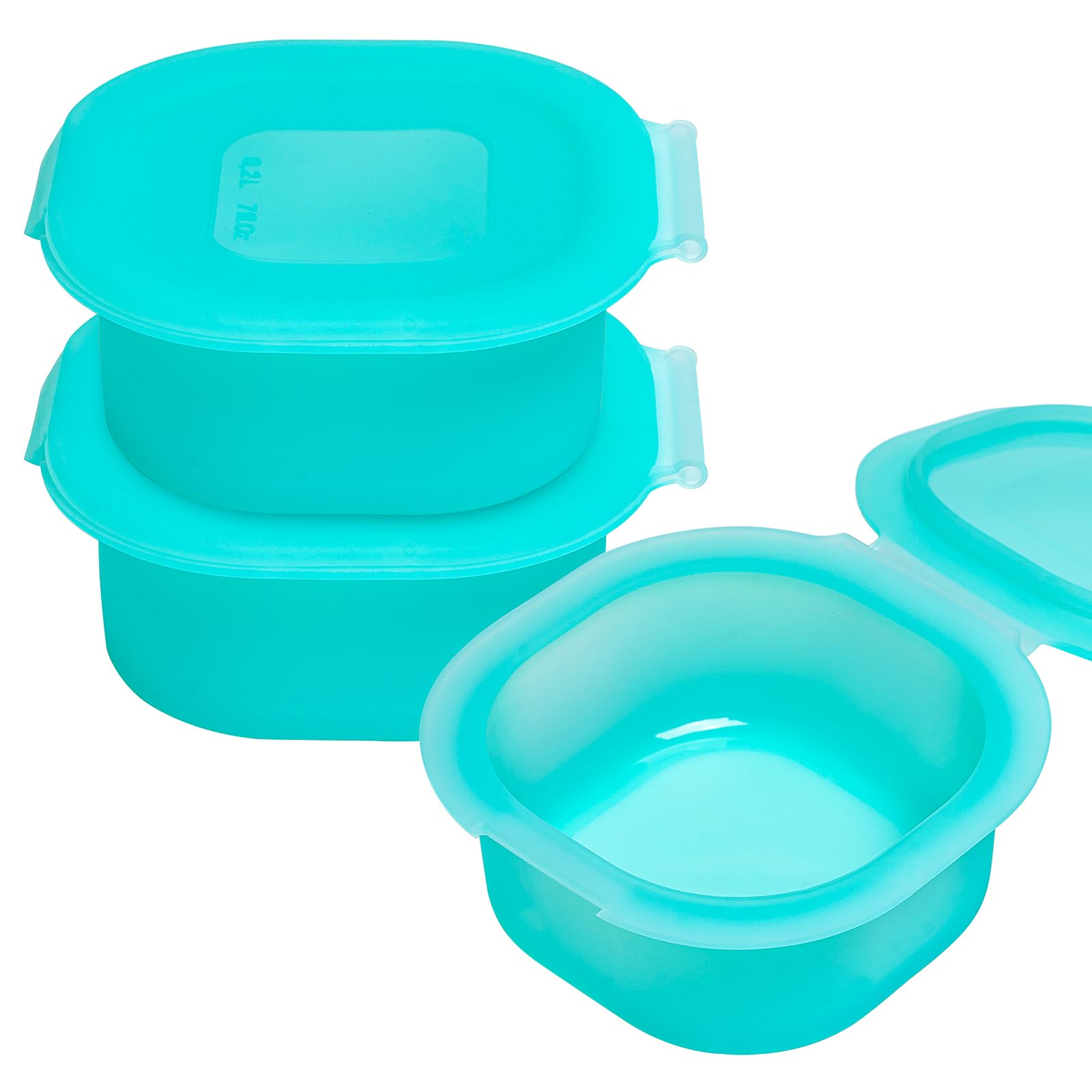 3-Pack Nonstick Silicone Square Egg Pan with Lid for Air Fryer - Perfect for Square Breakfast Eggs, Meal Prep & Healthy Cooking | BPA-Free, 3-Inch Green Containers