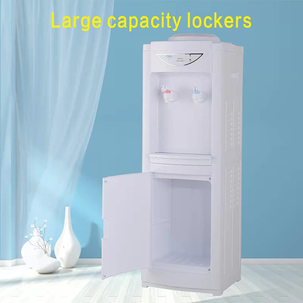 5 Gallon Top Loading Water Cooler Dispenser with Hot & Cold Water - Child Safety Lock, Storage Cabinet for Home & Office Use - White | Perfect for Kitchen, Break Room, or Office Hydration Station