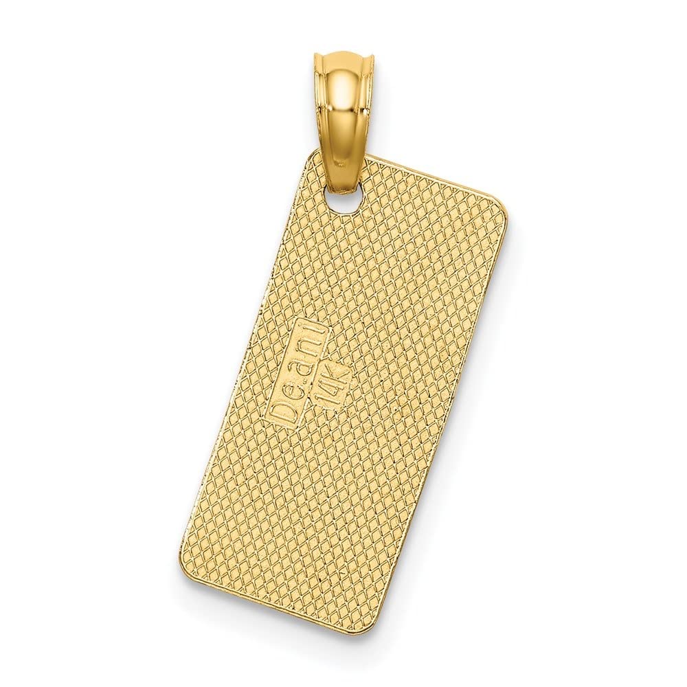 14K Yellow Gold Textured ISLE License Plate Charm - 23.6mm x 9.1mm - Diamond2Deal - Perfect for Necklaces, Bracelets & Jewelry Making