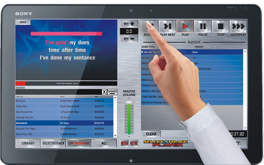 Selectatrack Player - Portable Touchscreen Karaoke System with Wireless Microphones for Home Parties & Professional Use | Perfect for Birthday Celebrations, Family Gatherings & Entertainment Events