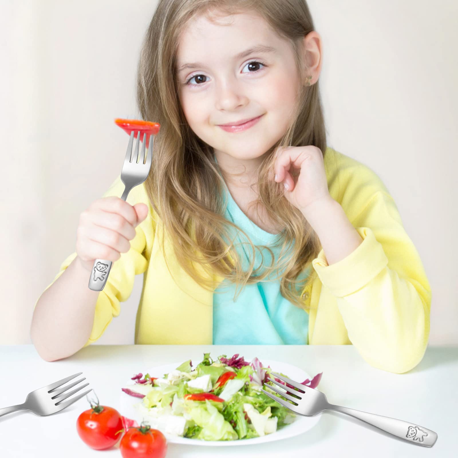 Pimoys 9-Piece Stainless Steel Toddler Forks Set - Safe Kids Flatware for Self Feeding | Dishwasher Safe Baby Utensils | Perfect for Home, Travel & Daycare Use