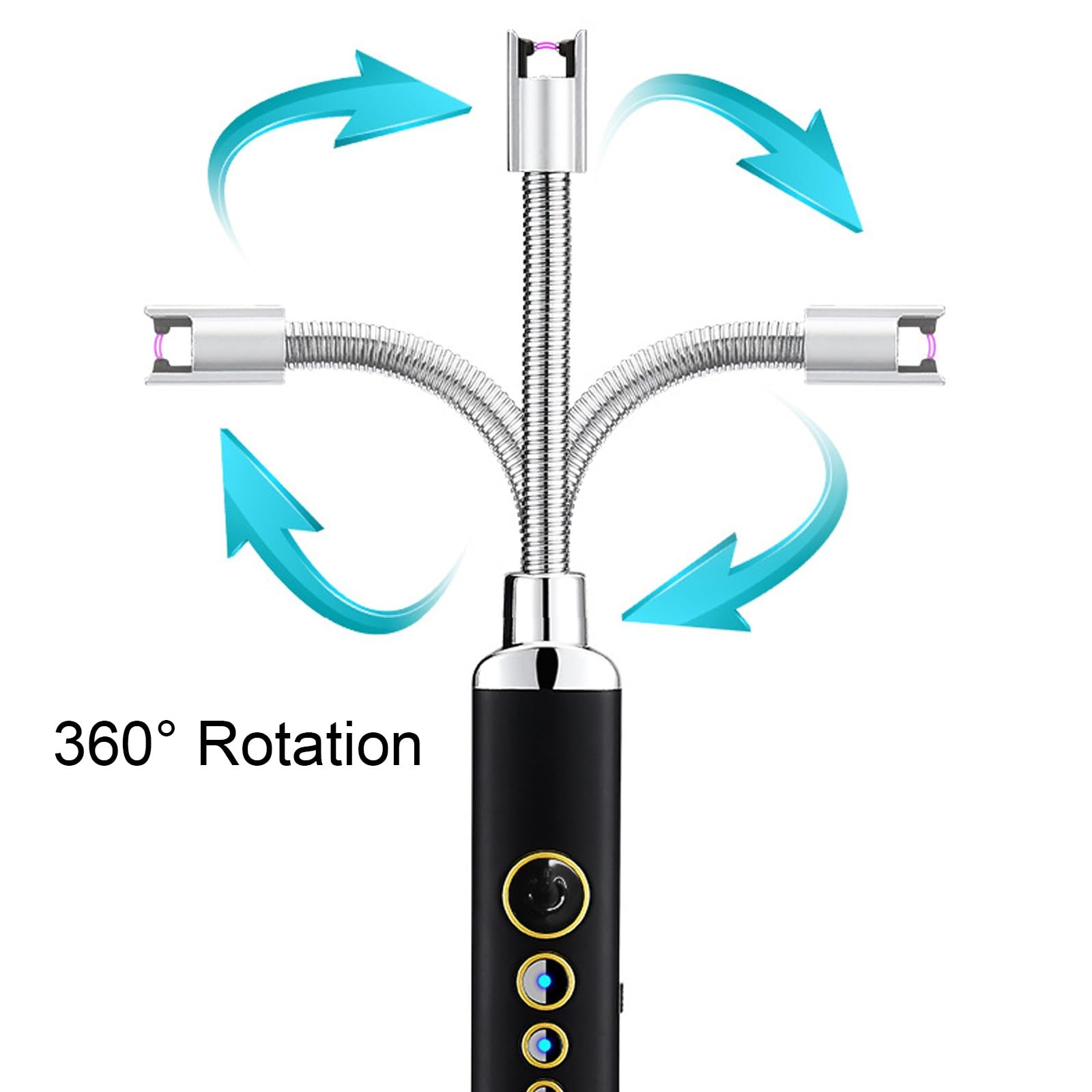 USB Rechargeable Arc Candle Lighter - Safe Kitchen Gas Stove Lighter with Pulse Ignition & Safety Switch (Silver) | Perfect for Candles, Fireplaces, BBQs & Camping