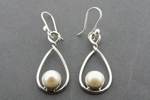 Pearl Oval Twisted Drop Earrings - Sterling Silver Dangle Jewelry for Women - Perfect for Weddings, Parties & Special Occasions