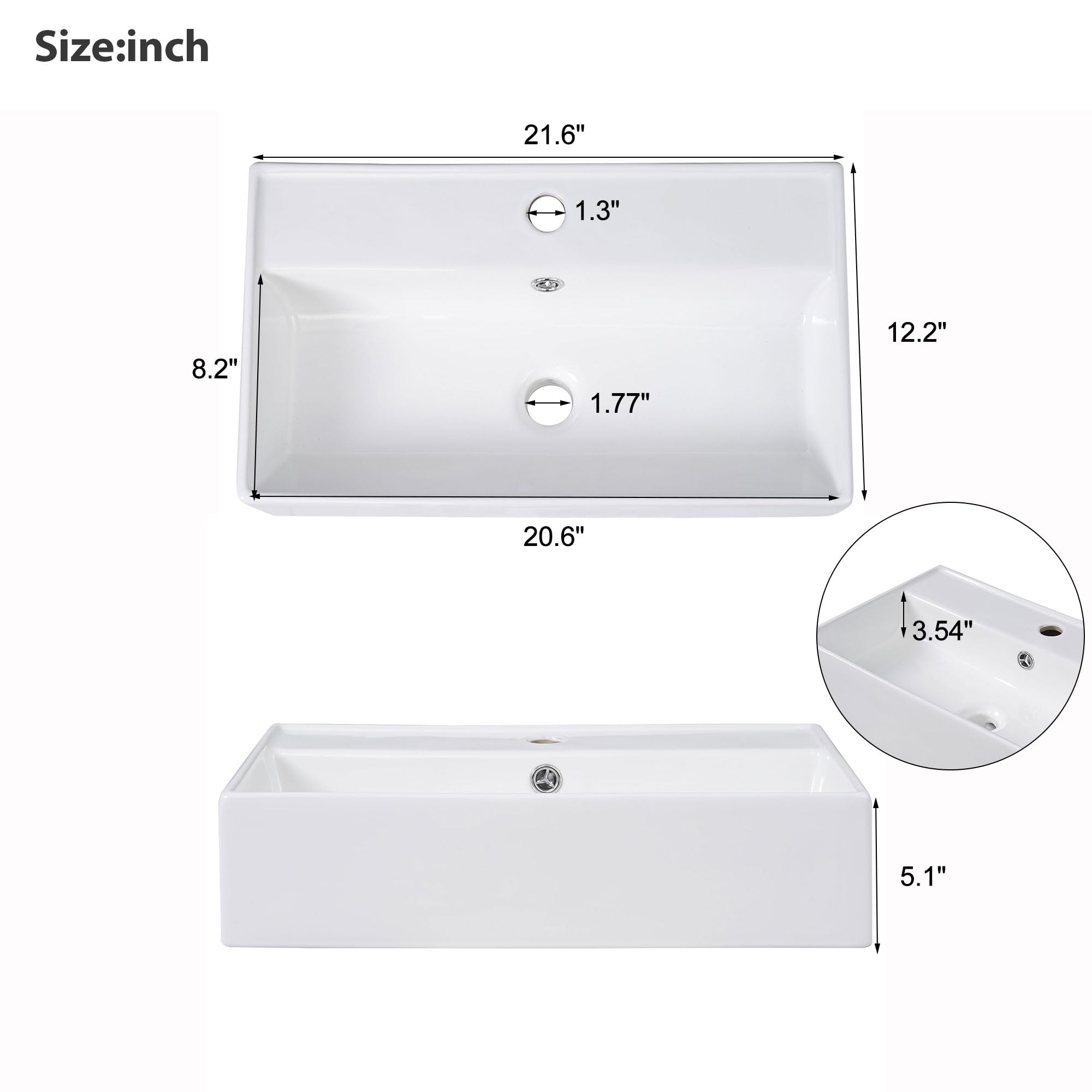 21.6 Inch Modern Bathroom Vanity Set with Ceramic Sink - Space-Saving Left Side Storage Cabinet - Black Bath Vanity Combo for Small Bathrooms | Perfect for Apartments, Powder Rooms & Guest Baths