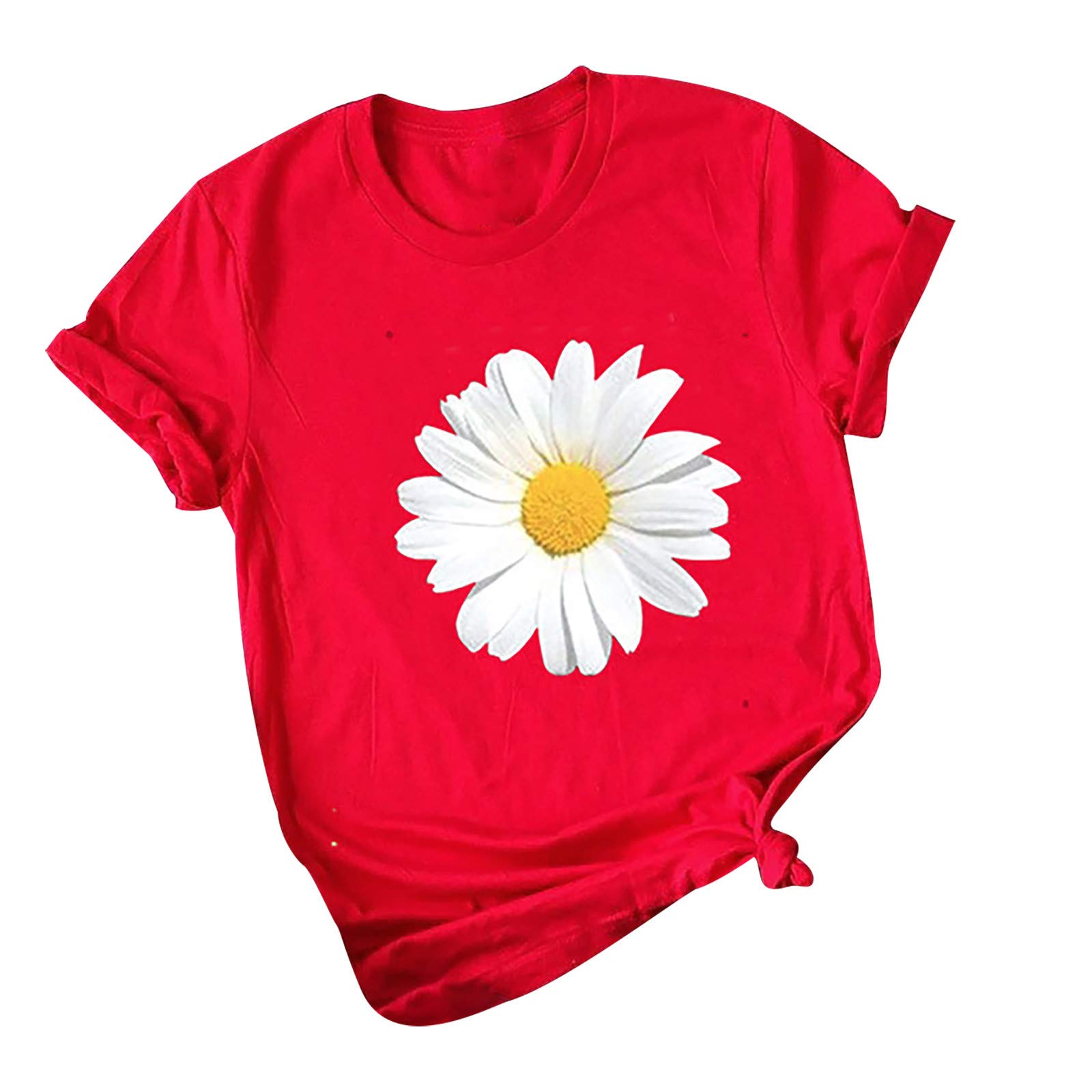 FMCHICO Women's Sunflower T-Shirt - Vintage Summer Short Sleeve Graphic Printed Tee Top for Casual Wear, Beach Outfits & Festival Fashion
