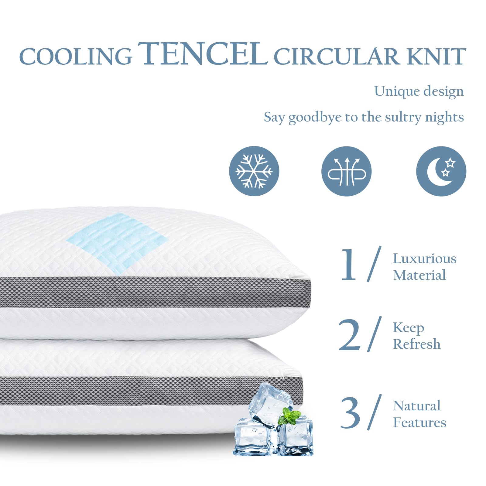 Queen Size Shredded Memory Foam Pillow - Adjustable Cooling Tencel Pillow for Side, Back & Stomach Sleepers (20x30 Inches) | Perfect for Hot Sleepers & Neck Pain Relief | Bedroom, Guest Room & Travel Use
