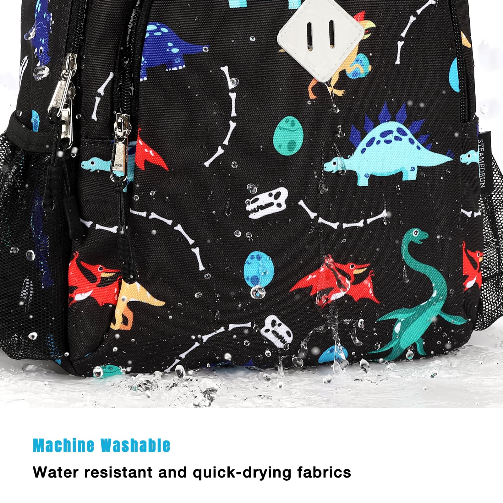 Dinosaur Toddler Backpack for Boys Age 2-8 - Lightweight Preschool & Kindergarten Backpack - Cute Small Kids Bookbag for Daycare, Travel & School - Black Dino Design for Boys & Girls