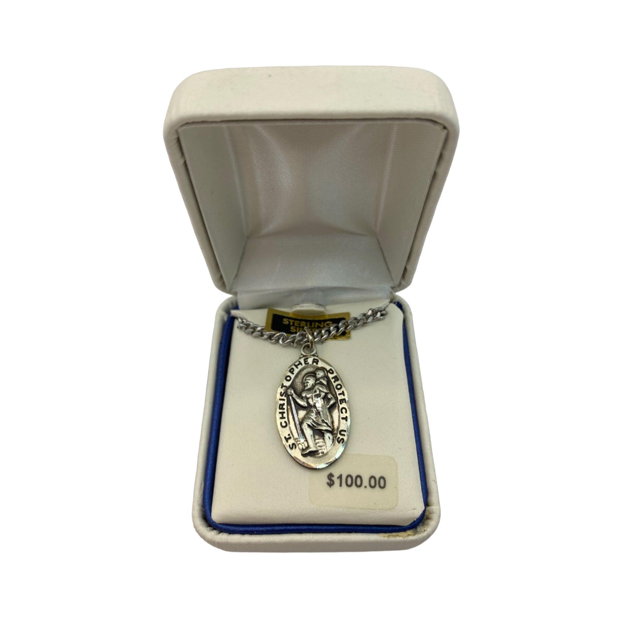 St. Christopher Protect Us Sterling Silver Necklace - 50 Pcs Bulk Pack - Religious Jewelry for Men & Women - Perfect for Baptism, Confirmation & Spiritual Protection Gifts