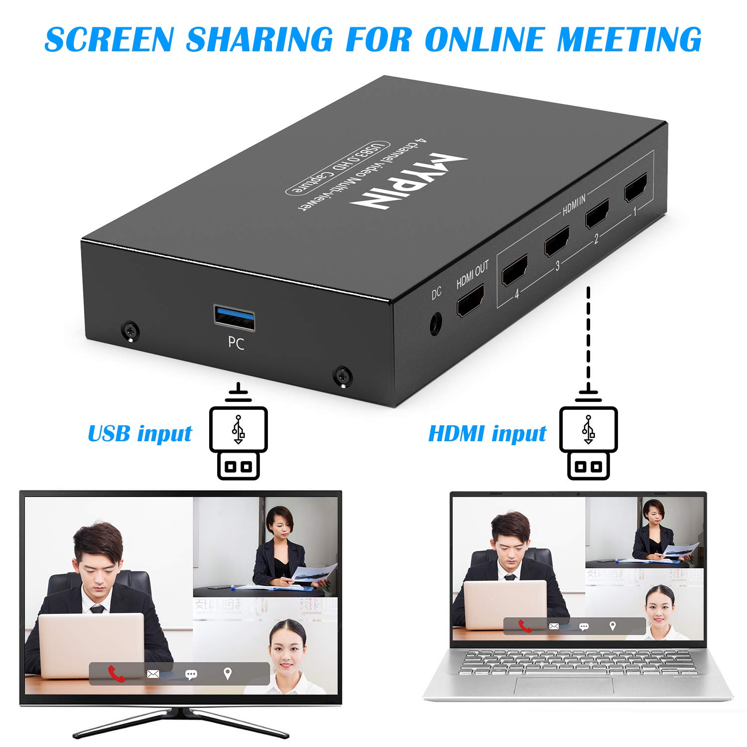 MYPIN USB 3.0 HDMI Video Capture Card - 4K 1080P 60fps Multi-Channel Game Capture Device with Loop Out for Xbox One, PS4, Wii U, Nintendo Switch - Perfect for Live Streaming, Gaming, Video Recording & Content Creation