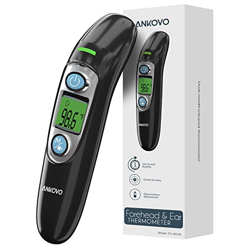 Non-Contact Infrared Thermometer for Forehead & Ear - Accurate Digital Thermometer for Adults, Kids & Babies - Perfect for Home, Clinic & Travel Use