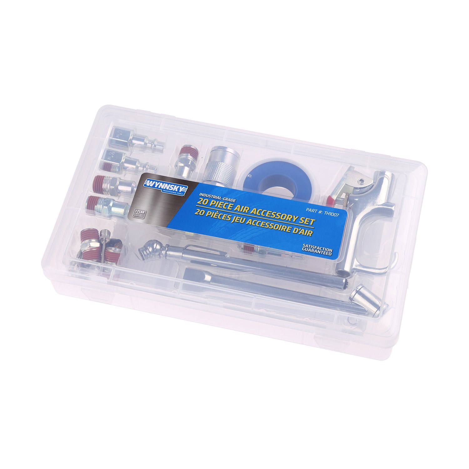 WYNNsky 1/4 Inch Air Compressor Fittings Kit - Includes Blow Gun, Tire Pressure Gauge, Air Chuck (20PCS) - Perfect for Tire Inflation, Dust Cleaning & Pneumatic Tools Maintenance