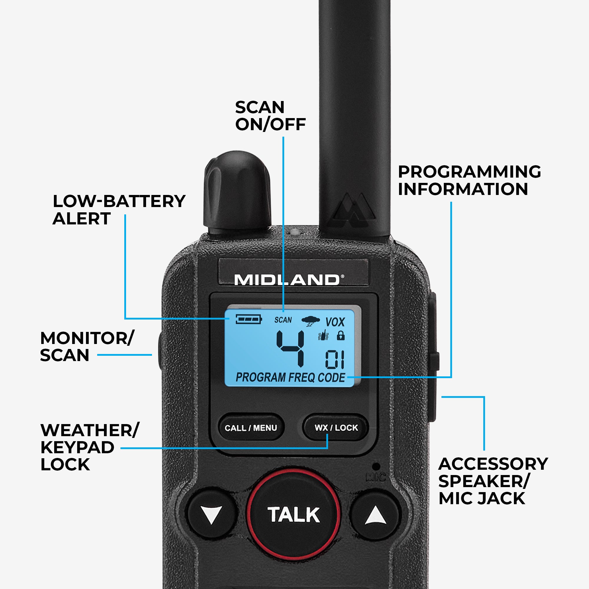 BR180 BizTalk® Business Band Two Way Radio with LCD Backlit Display - 6 Pack Bundle (BR180X6BGC) - Ideal for Construction Sites, Warehouses & Outdoor Events