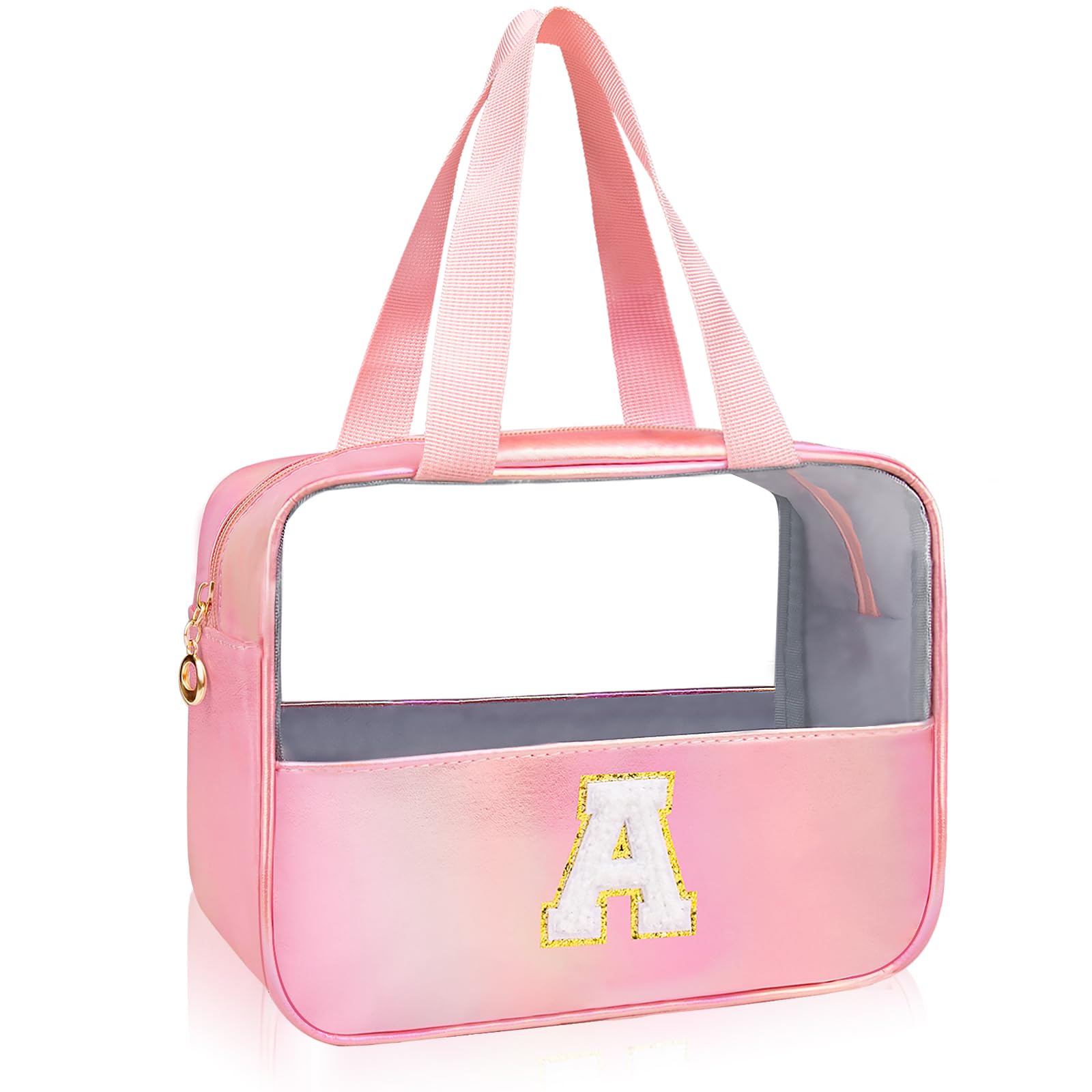 Personalized Pink Clear Makeup Bag - Large Cute Cosmetic Organizer for Women & Girls | Travel Toiletry Bag | Perfect Gift for Birthdays, Bridesmaids & Travel | Durable Waterproof Makeup Pouch (Pink) - Ideal for Daily Use, Travel, Gym & Beauty Storage