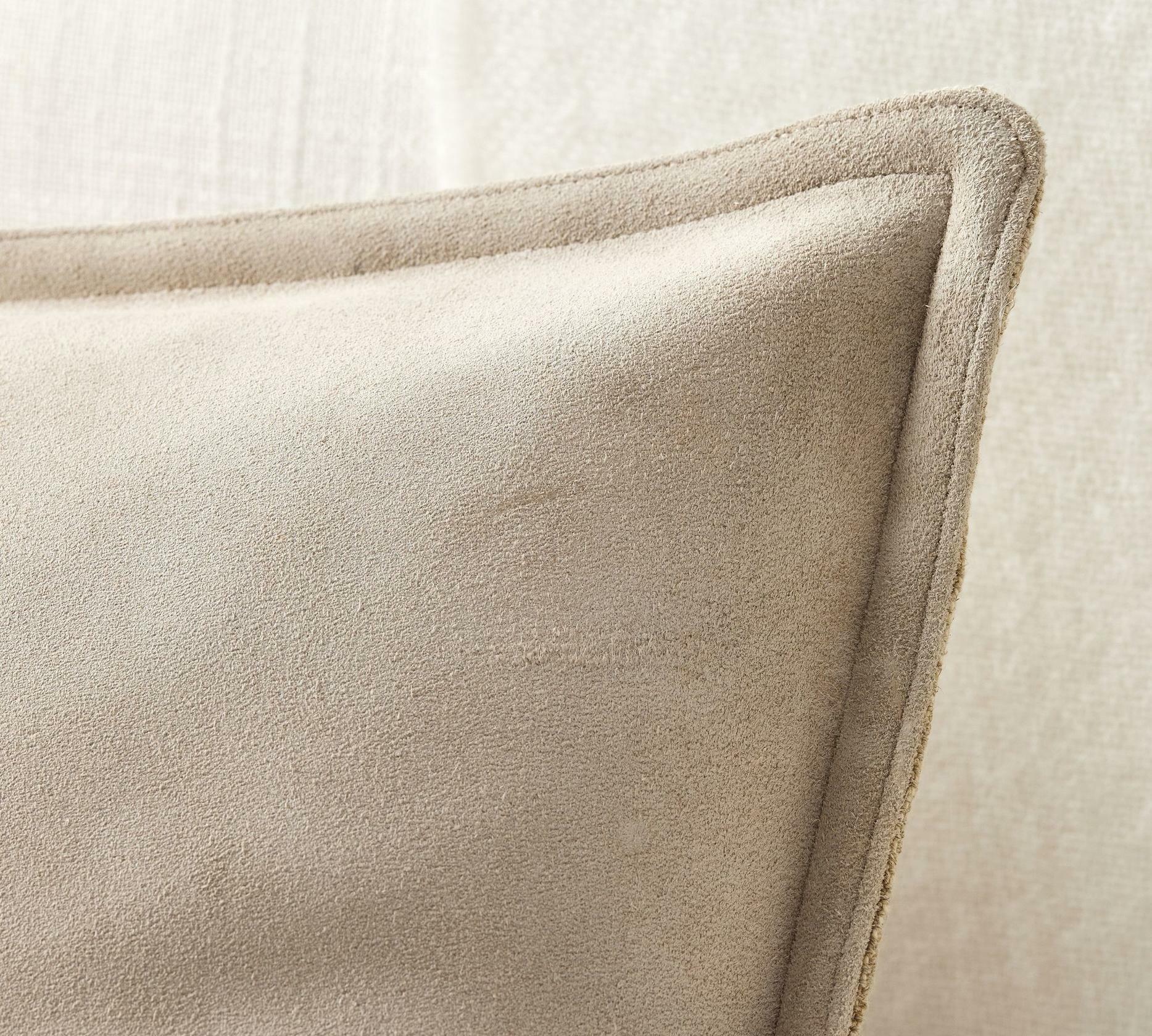 Pottery Barn 20x20 Inch Suede Pillow Cover with Down Feather Insert - Soft Luxury Throw Pillow for Sofa, Bed & Home Decor