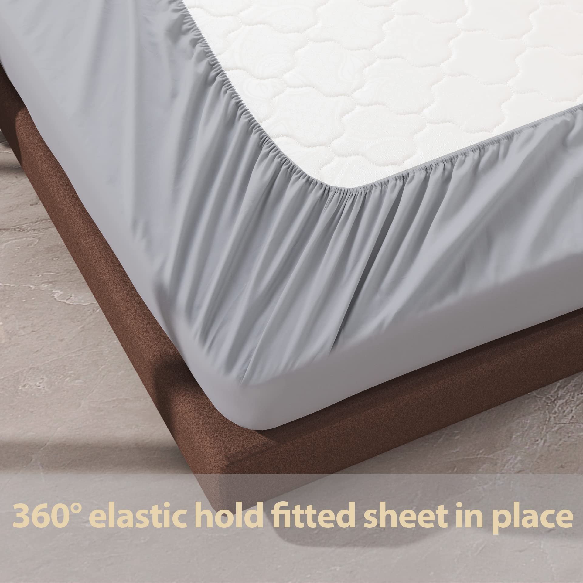 Premium 100% Egyptian Cotton Fitted Sheet - Queen Size Gray 600 Thread Count, Deep Pocket (8-16