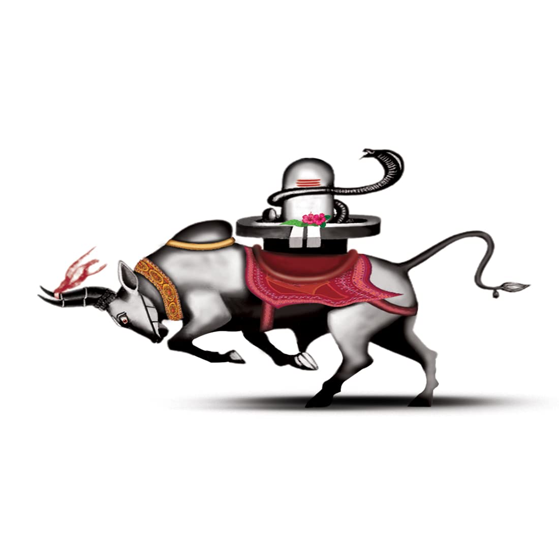 God Nandi with Shivling Waterproof Temporary Tattoo for Men & Women - Long Lasting Religious Body Art for Festivals, Yoga & Spiritual Events