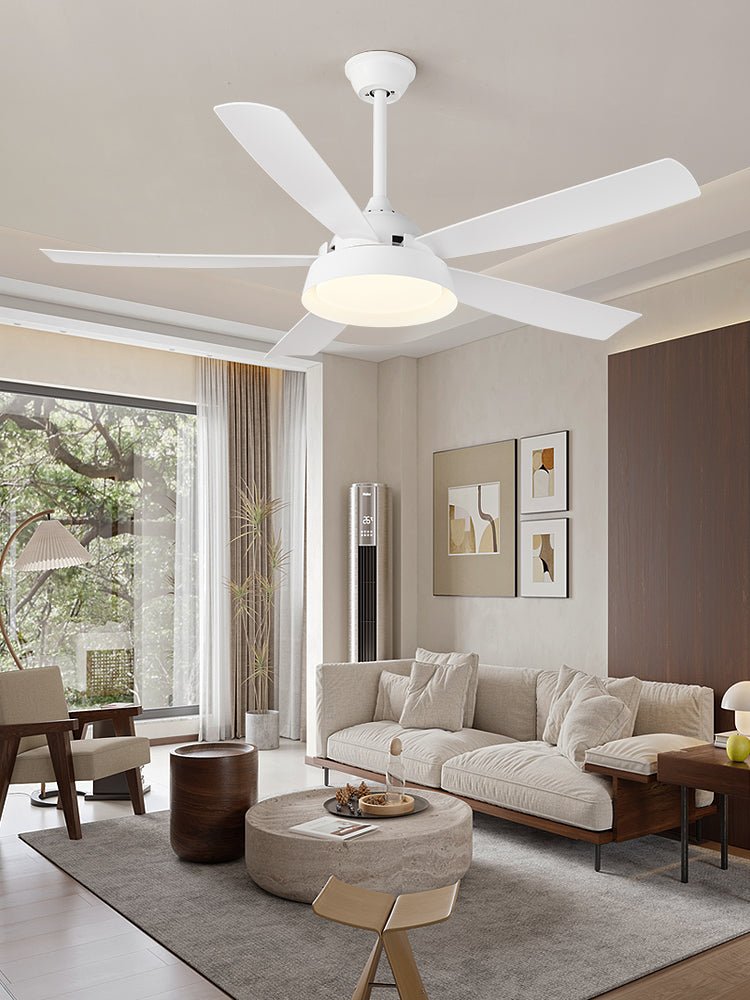 Elysian Ceiling Fan with Light Kit - 52 Inch Modern Flush Mount Fan - Quiet Reversible Motor - Energy Efficient LED Light - Perfect for Bedroom, Living Room & Home Office
