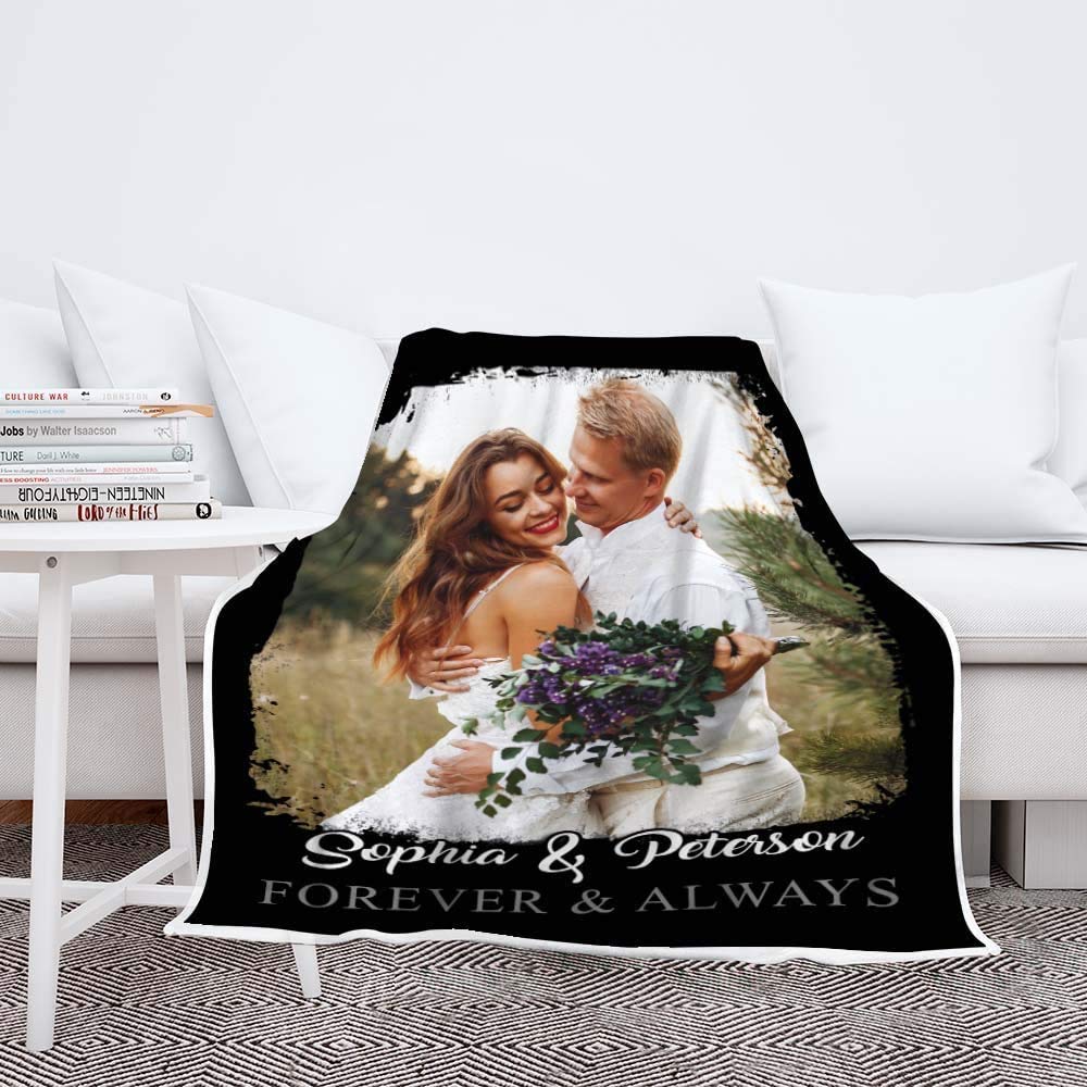 Custom Photo Blanket 60x80 Inches - Personalized Fleece Blanket with Your Picture, Premium Soft Cozy Throw for Couples, Anniversary & Valentine's Day Gifts - Perfect for Cuddling on Sofa, Bed or Outdoor Picnics