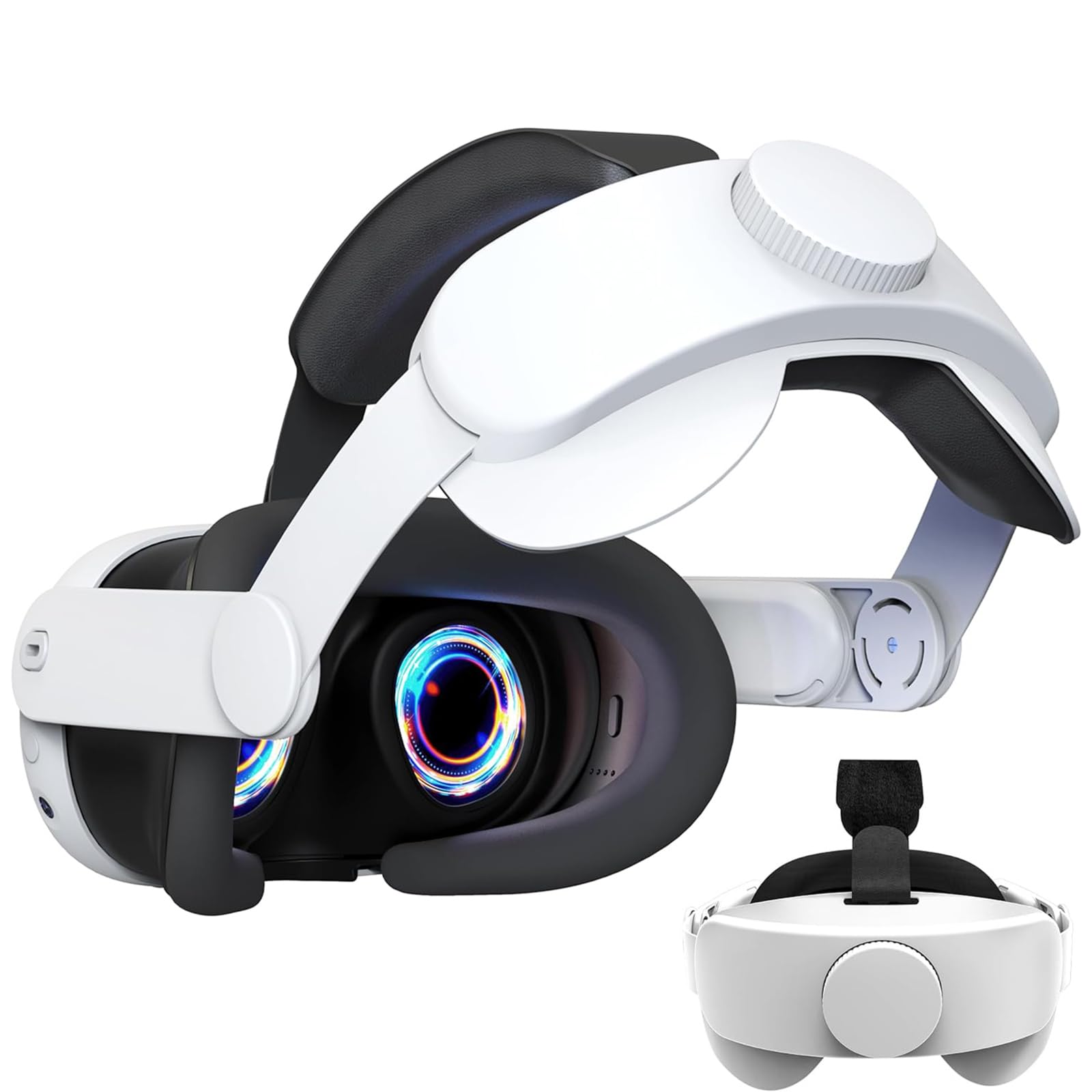 Meta Quest 3 Head Strap - Adjustable Comfortable Replacement Strap for VR Headset Accessories, Reduces Face & Head Pressure (White) - Perfect for Long Gaming Sessions & Virtual Reality Experiences