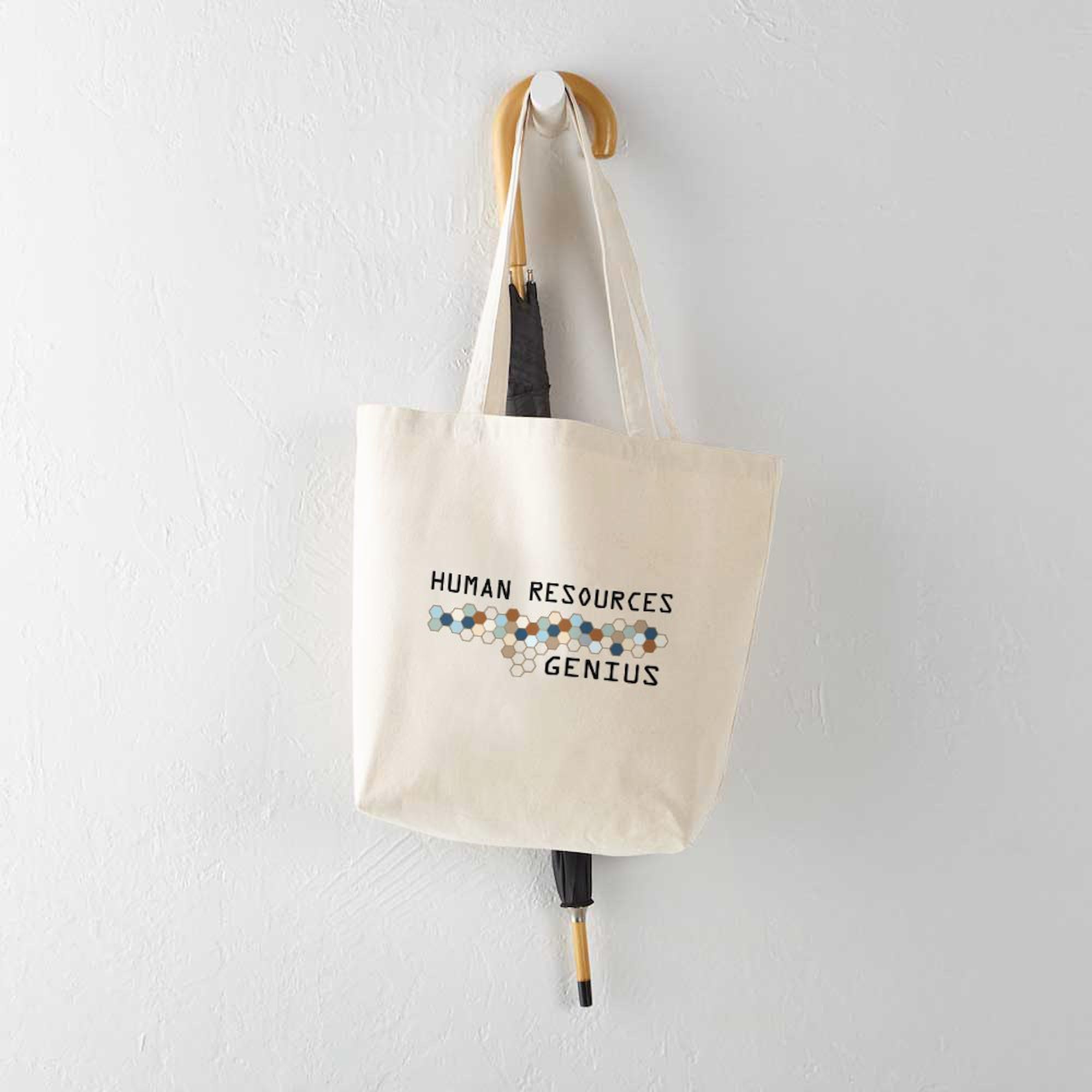HR Genius Tote Bag - Natural Canvas Reusable Shopping Bag for Work, Office & Commute | Eco-Friendly Work Tote for HR Professionals & Business Women