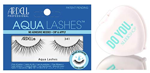 Ardell Professional AQUA LASHES Water Activated False Eyelashes - No Glue Needed, Easy Dip & Apply with Sleek Mirror (#341, 1-Pack) | Perfect for Daily Wear, Special Occasions & Makeup Beginners