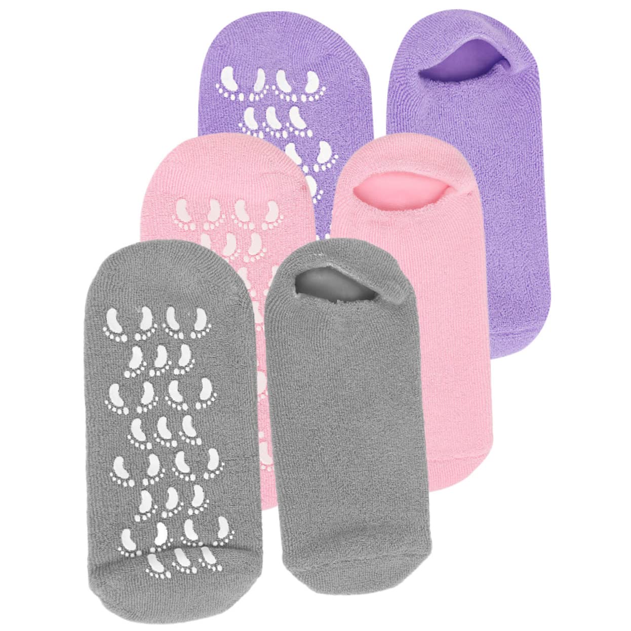 Healeved 3 Pairs Moisturizing Foot Gel Socks - Soft Cotton Spandex Blend for Women & Men - Perfect for Dry Skin Care, Overnight Hydration & Relaxation at Home or Spa