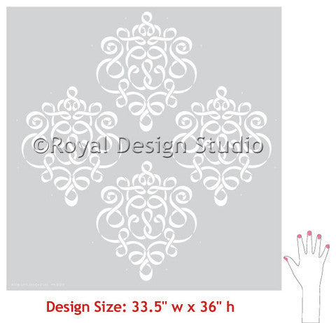 Damask Ribbon Furniture Stencil - Reusable DIY Painting Template for Wood, Walls & Fabric - Perfect for Home Decor, Crafts & Upcycling Projects