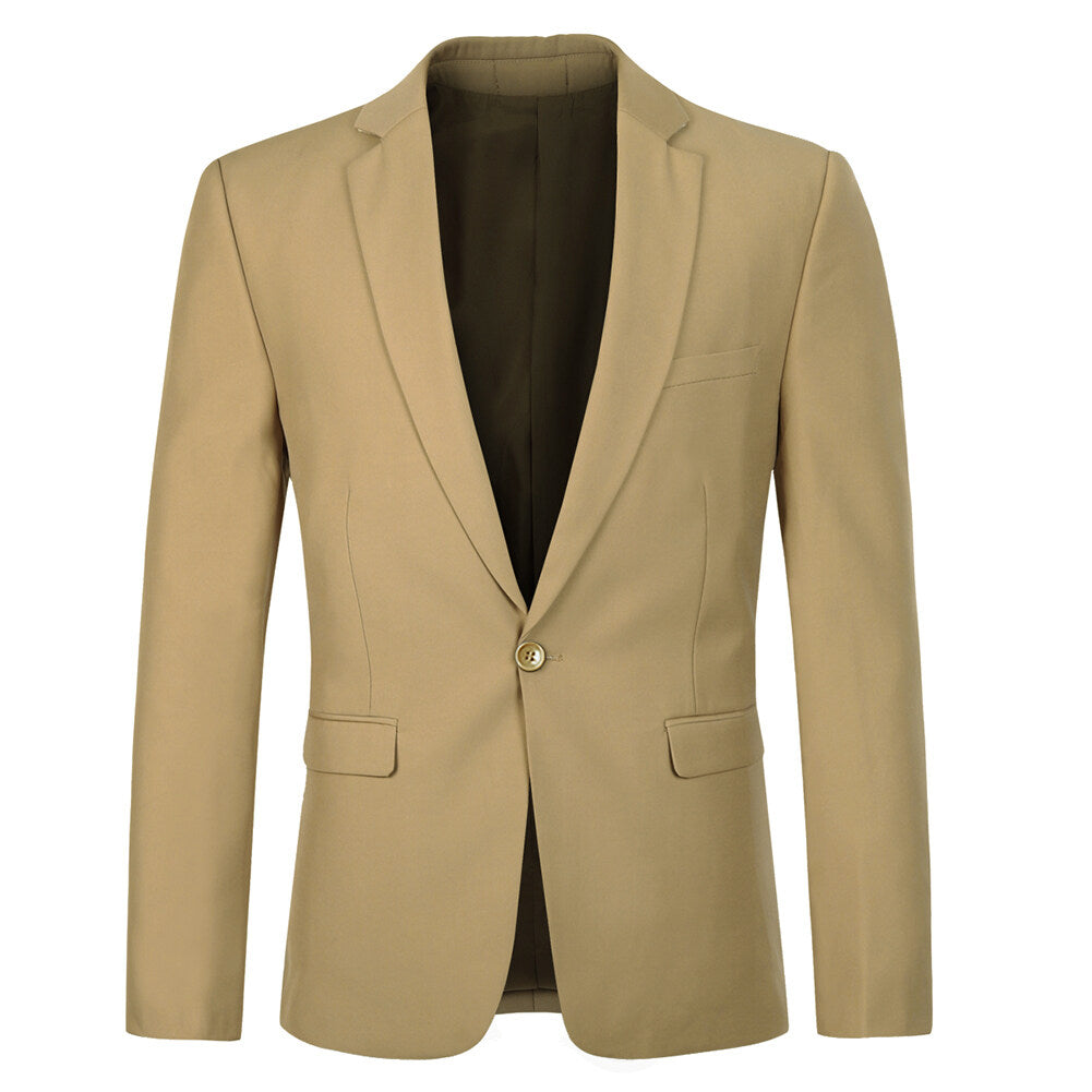 2 Piece Slim Fit Casual Suit for Men - Khaki Color Business & Wedding Outfit - Lightweight Comfortable Office & Party Wear
