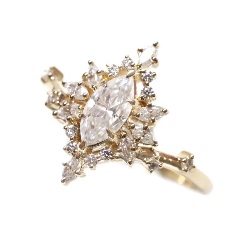 14KT Gold Moissanite Ring for Women - Size 7 Wedding Engagement Promise Band - Perfect for Anniversary, Proposal & Special Occasions