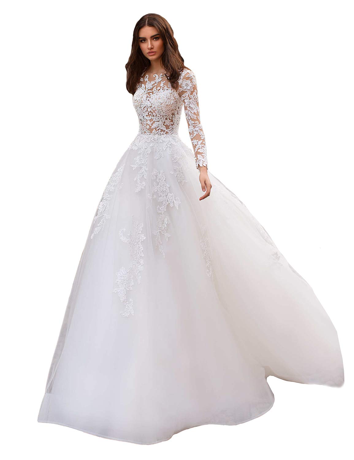 Elegant Ivory Boho Lace Sleeve Beach Wedding Dress for Bride 2021 – Perfect for Beach, Garden, and Boho-Themed Ceremonies