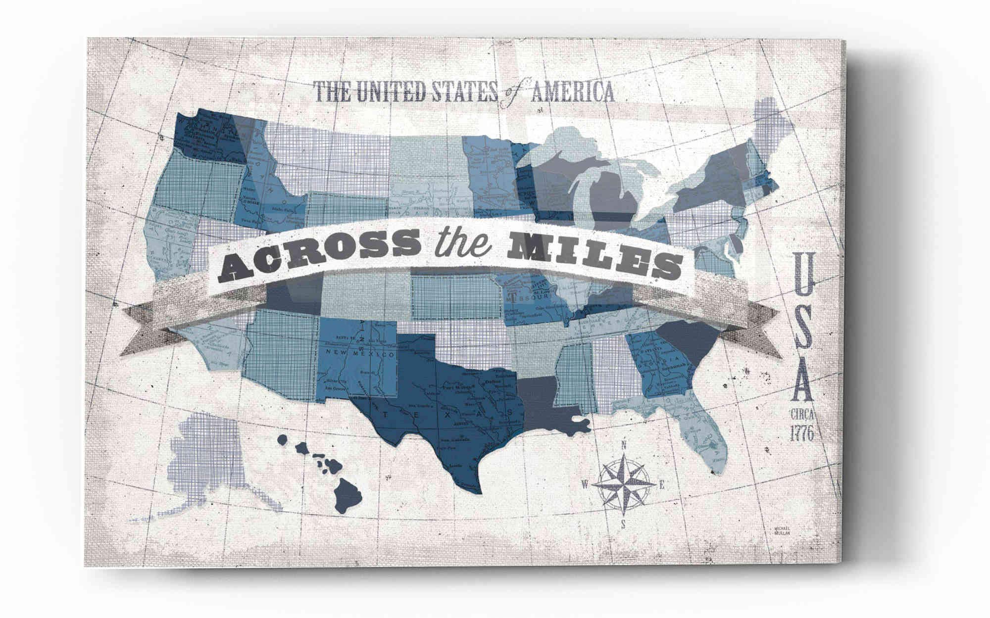 Michael Mullan Modern Vintage Blue Grey Acrylic Glass Wall Art - 16x24 Inches USA Made Abstract Painting with Inspirational Words - Perfect for Living Room, Bedroom or Office Decor