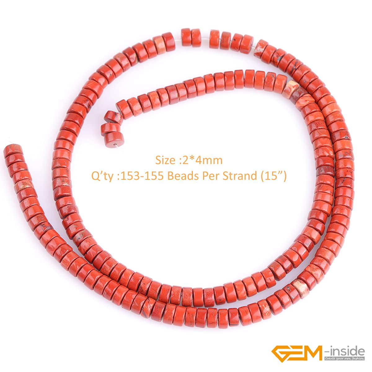 2X4mm Red Jasper Heishi Beads - Smooth Rondelle Gemstone Beads for Jewelry Making (155Pcs/15