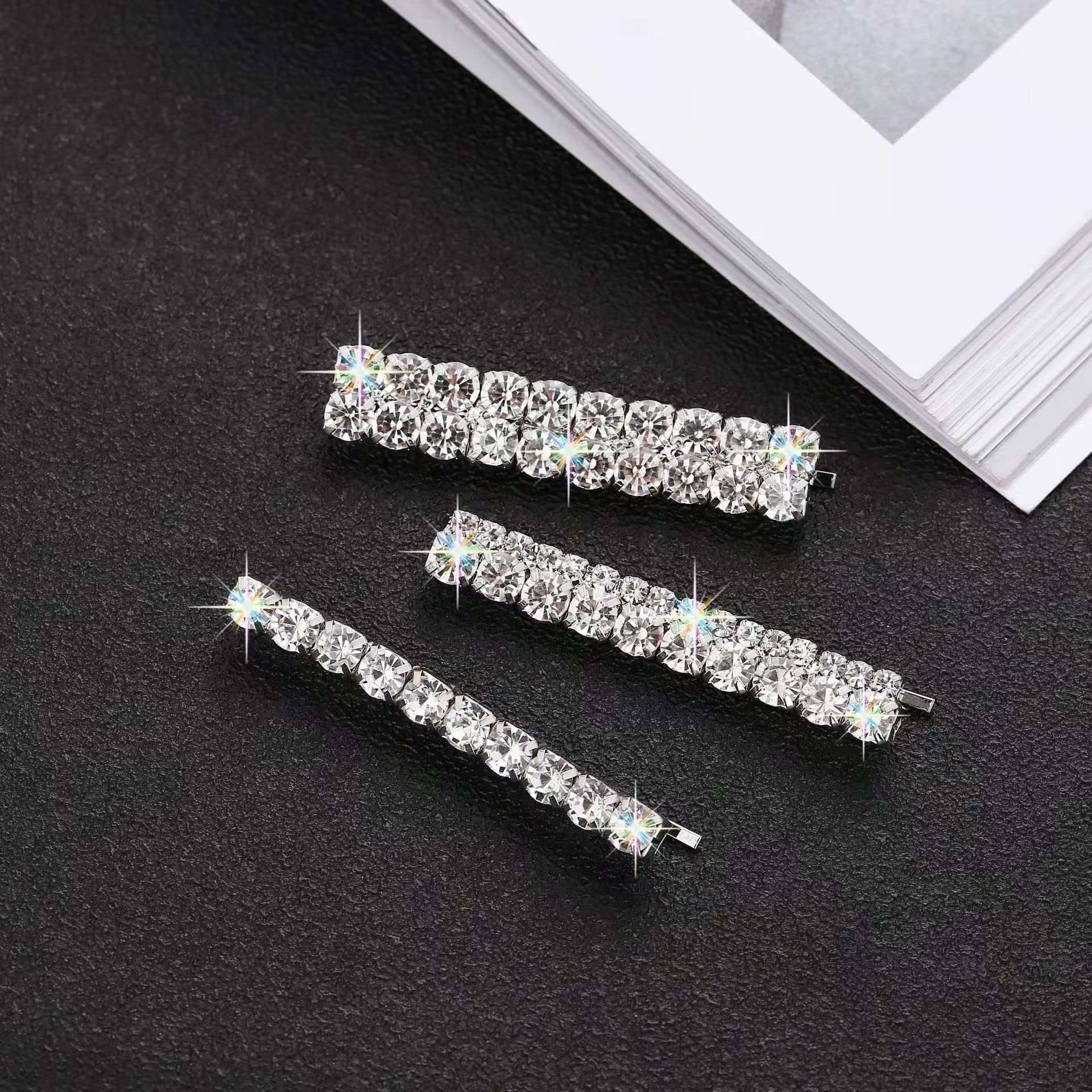 6PCS Silver Rhinestone Hair Clips for Women - Sparkly Bling Hair Barrettes & Hairpins - Luxury Hair Accessories for Wedding, Party & Everyday Use - Perfect for Bridal, Prom & Special Occasions