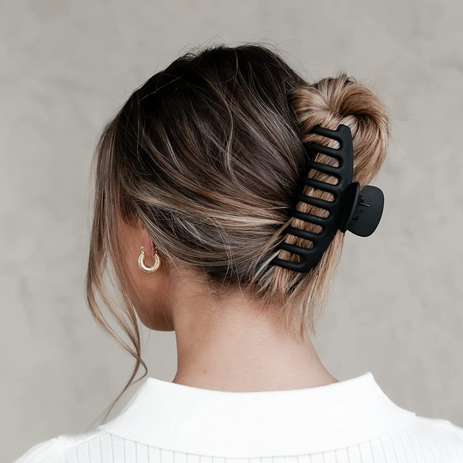 2PCS Black Hair Claw Clips - 4.3 Inch Large Matte Hair Claws for Women | Strong Hold Hair Barrettes & Accessories for Girls | Perfect for Updos, Ponytails & Everyday Styling