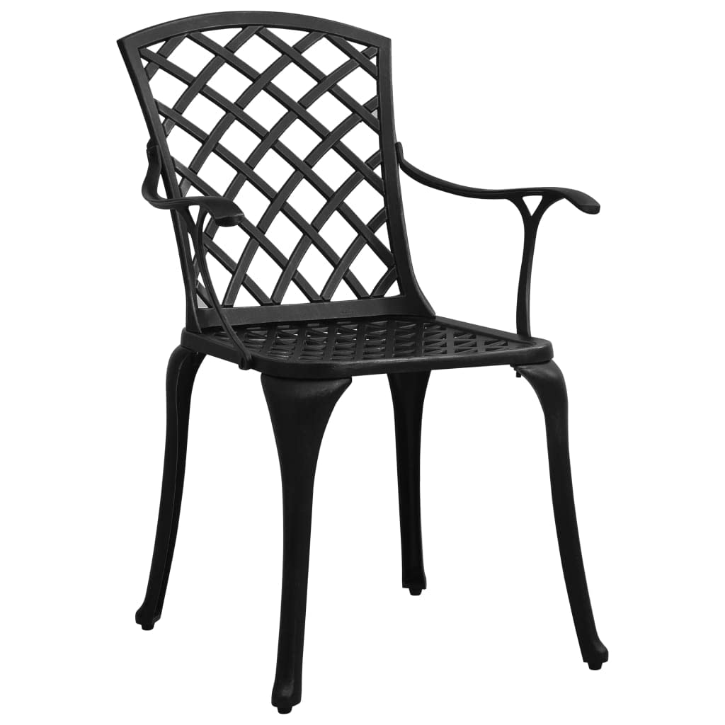 vidaXL 5-Piece Black Cast Aluminum Bistro Set - Weather-Resistant Patio Dining Table & 4 Chairs for Outdoor Garden, Balcony, or Poolside Use