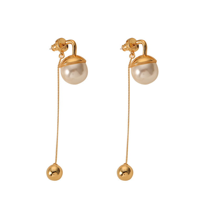 Vintage Pearl Dangle Chain Earrings for Women - Elegant Drop Earrings with Shimmering Pearls | Perfect for Weddings, Parties & Special Occasions | DMS355