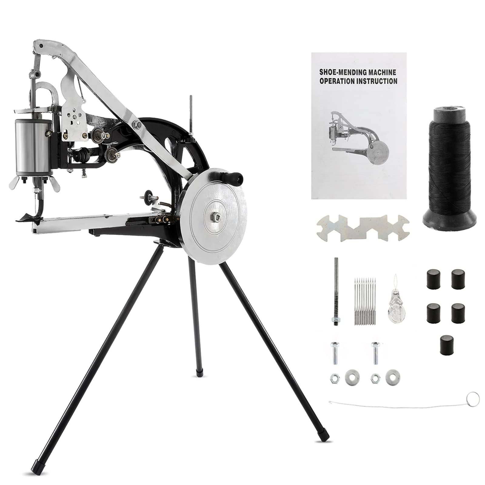 Heavy Duty Manual Leather Cobbler Sewing Machine with Needles - Professional Shoe Repair & Leather Stitching Tool for Canvas, Cotton, Linen, Bags, Clothes, Tents - Perfect for DIY Shoe Mending, Leather Craft & Outdoor Gear Repair