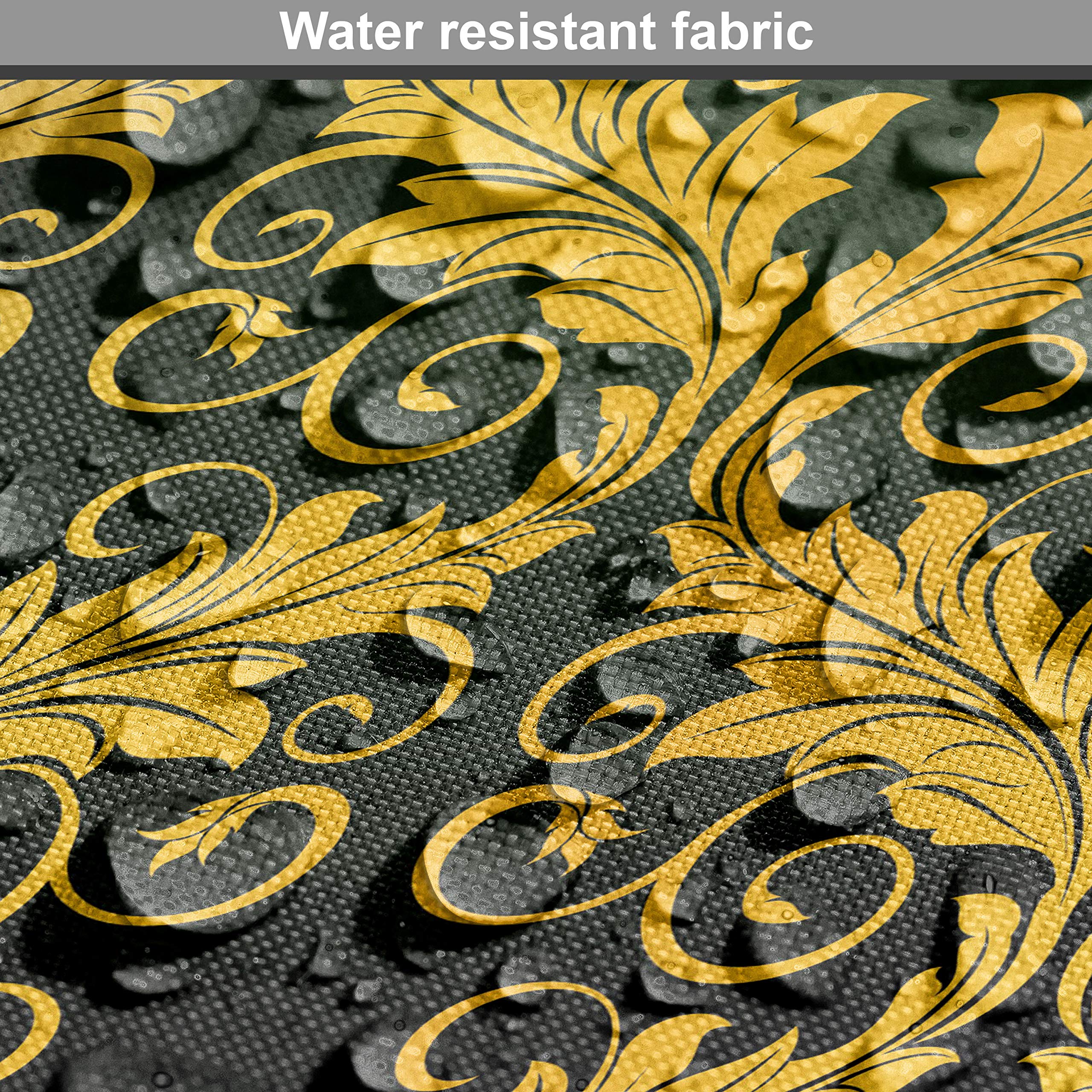 Ambesonne Yellow Damask Fabric by The Yard - Renaissance Inspired Wave Leaf Pattern Upholstery Material (10 Yards, Dark Green/Yellow) for Sofa Reupholstery, Curtains & Home Decor Projects