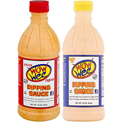 Wow Wee Dipping Sauce Bundle - 3 Pack (Original & Spicy Cajun 16oz Each) | Perfect for Wings, Fries & Party Snacks