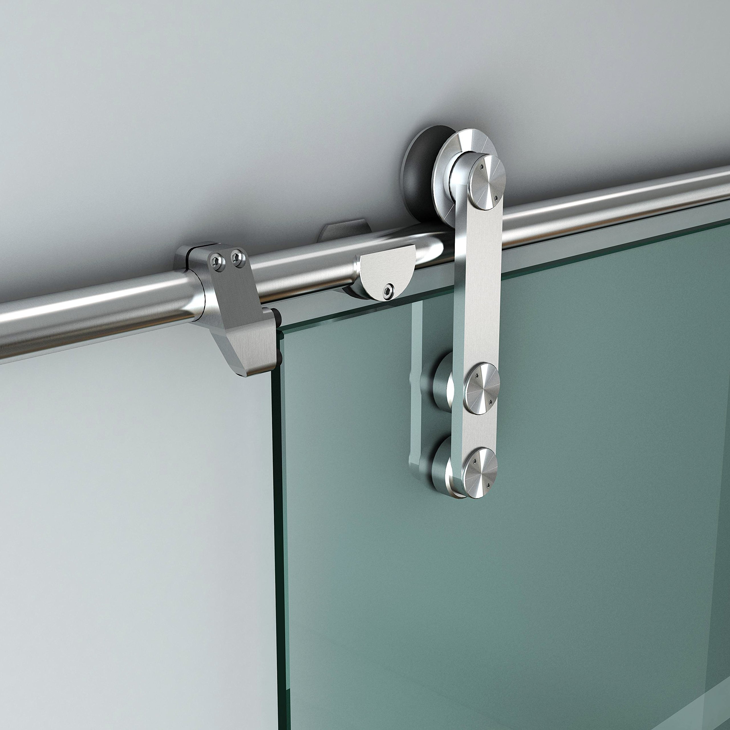 DIYHD 6FT Stainless Steel Glass Sliding Door Hardware Kit - Easy Installation Barn Door Track System for Stud Walls | Perfect for Closet Doors, Room Dividers & Modern Interior Design