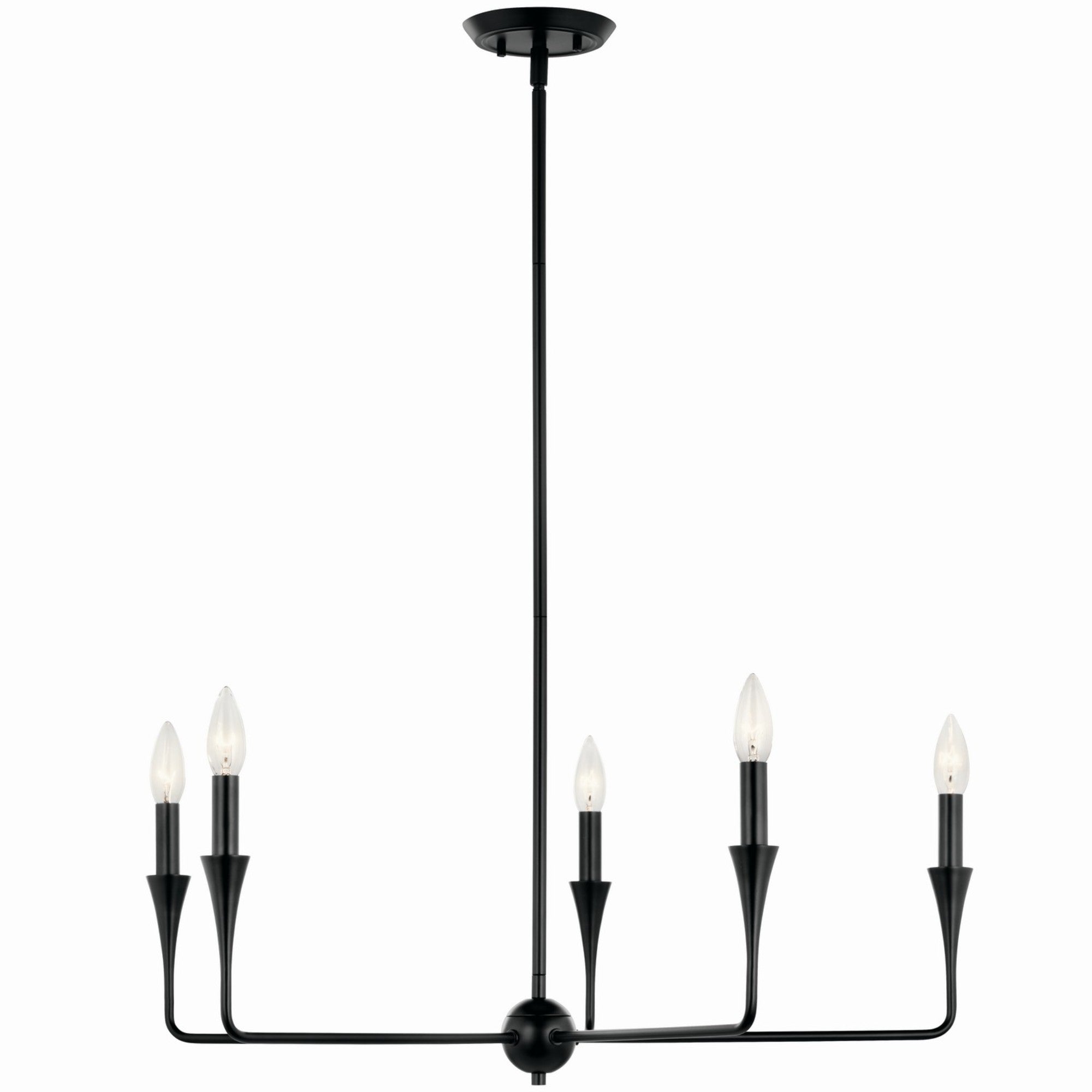 Alvaro 30-Inch 5-Light Black Chandelier - Single Tier Modern Ceiling Light Fixture for Dining Room, Bedroom, or Living Room Decor