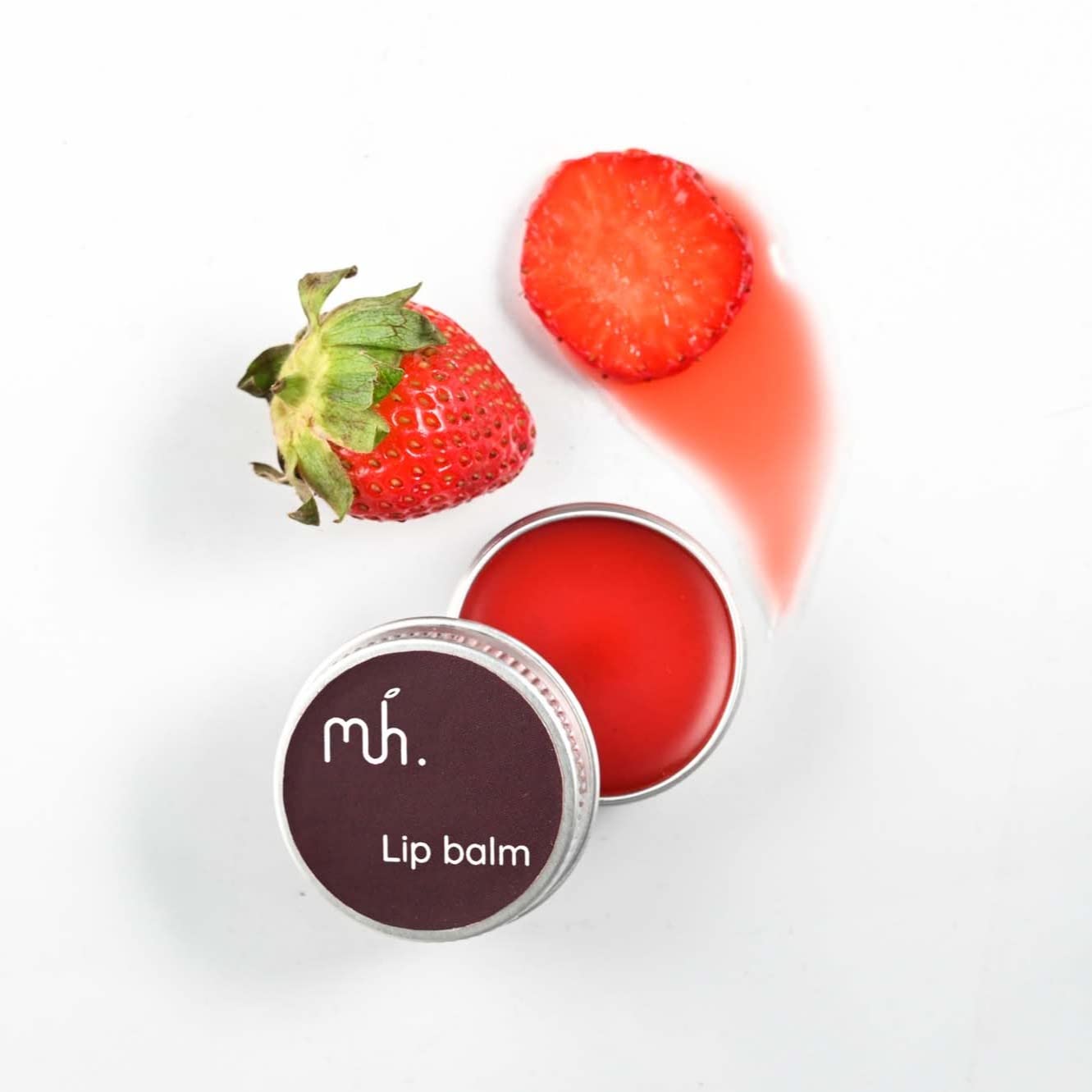 Organic Strawberry Lip Balm - 100% Natural Moisturizing Lip Care with Vitamin E | Hydrates & Protects Dry Lips | Perfect for Daily Use, Winter Care & On-the-Go Application - 10g