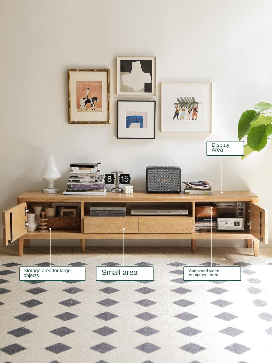 Solid Oak Wood TV Stand for Living Room - Modern Entertainment Center with Storage Shelves, Perfect for TVs up to 65 inches - Durable & Stylish Furniture for Home Theater Setup