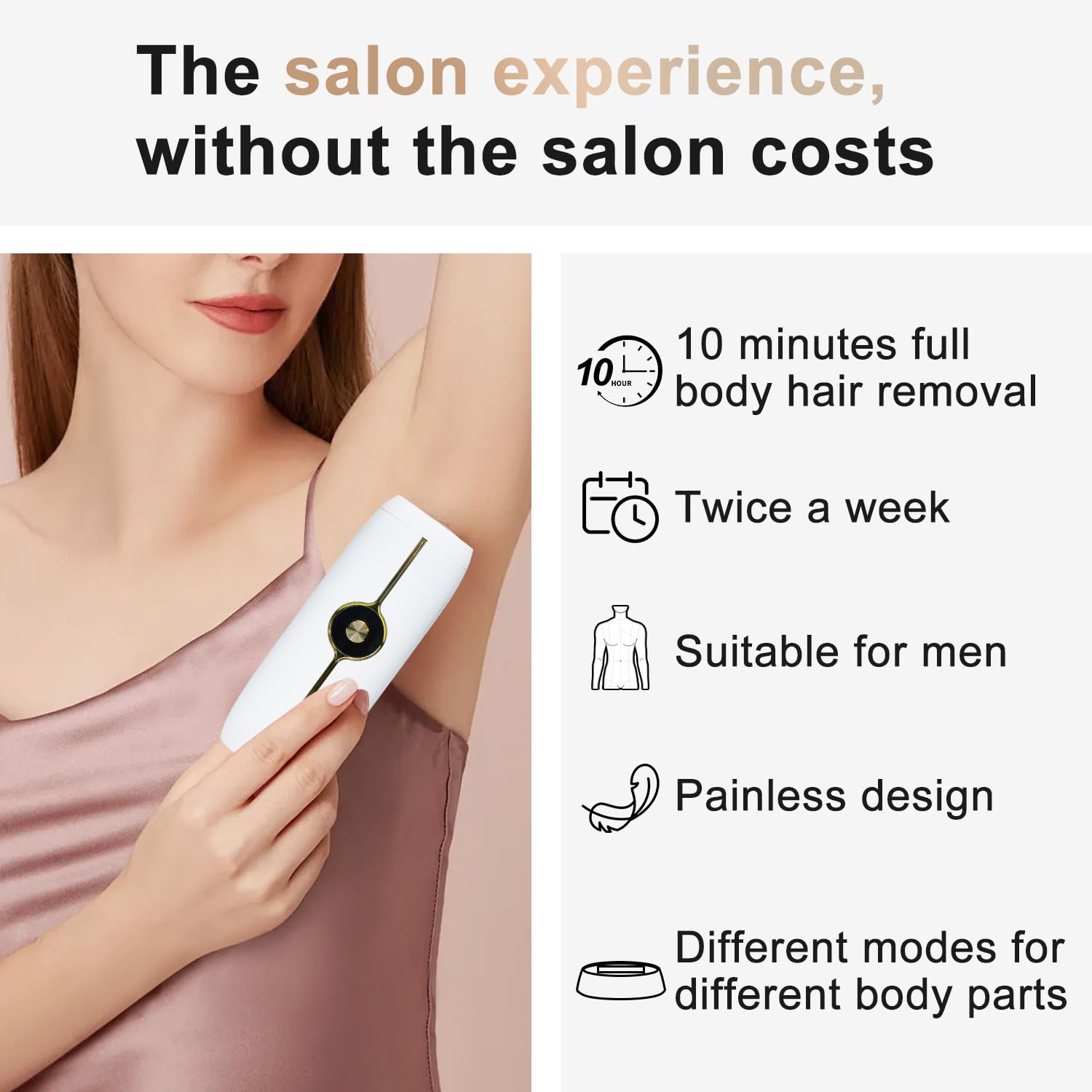 Painless IPL Laser Hair Removal Device with Real Sapphire & 5℃ Ice Cooling - Permanent Hair Removal for Women & Men at Home | Face, Body, Legs, Arms & Bikini Line | Salon-Quality Results for Smooth Skin Year-Round
