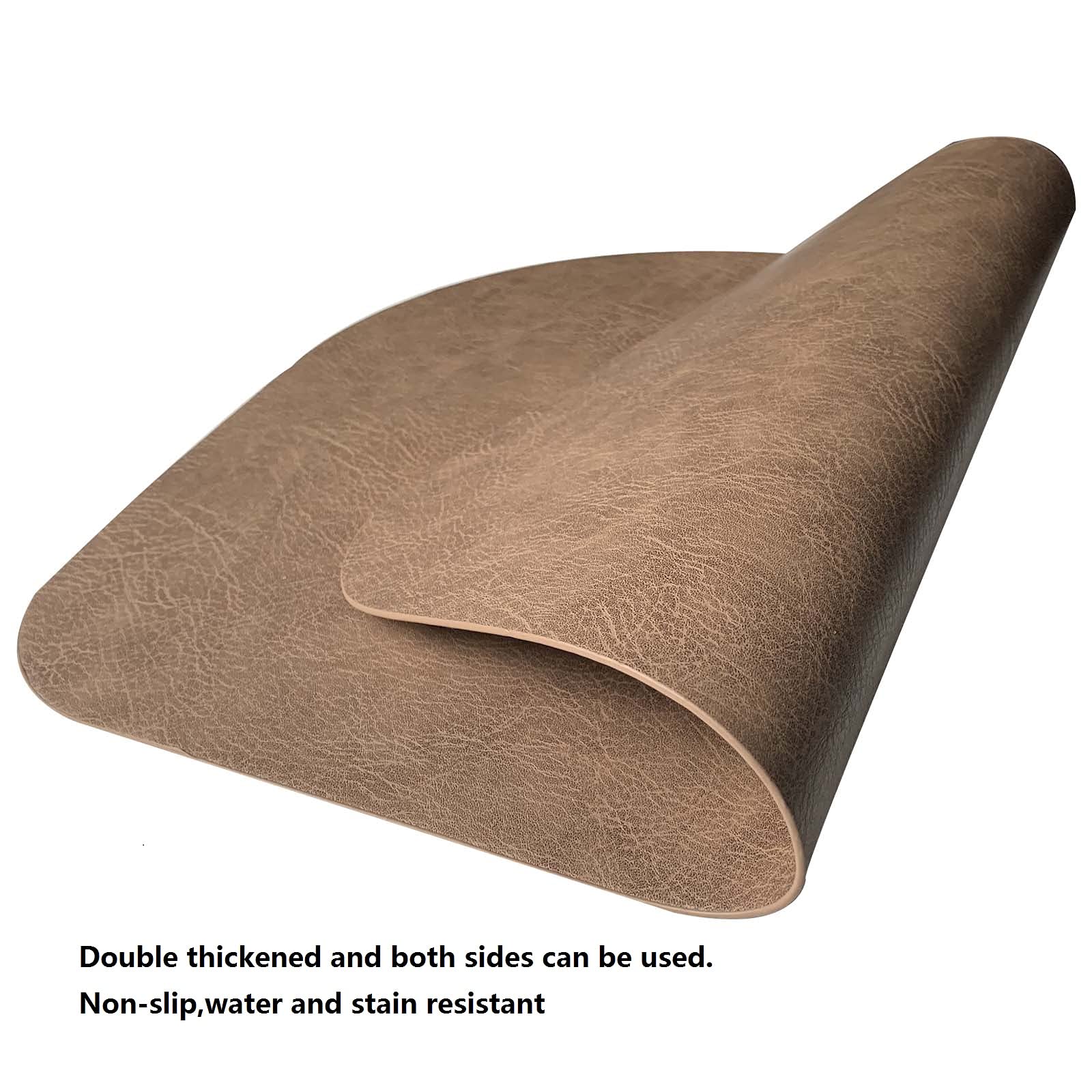 Premium Faux Leather Placemats Set of 6 - Waterproof & Heat Resistant Irregular Table Mats - Easy Clean Washable PU Dining Mats for Kitchen, Restaurant, Coffee Shop & Home Decor (Coffee Brown)