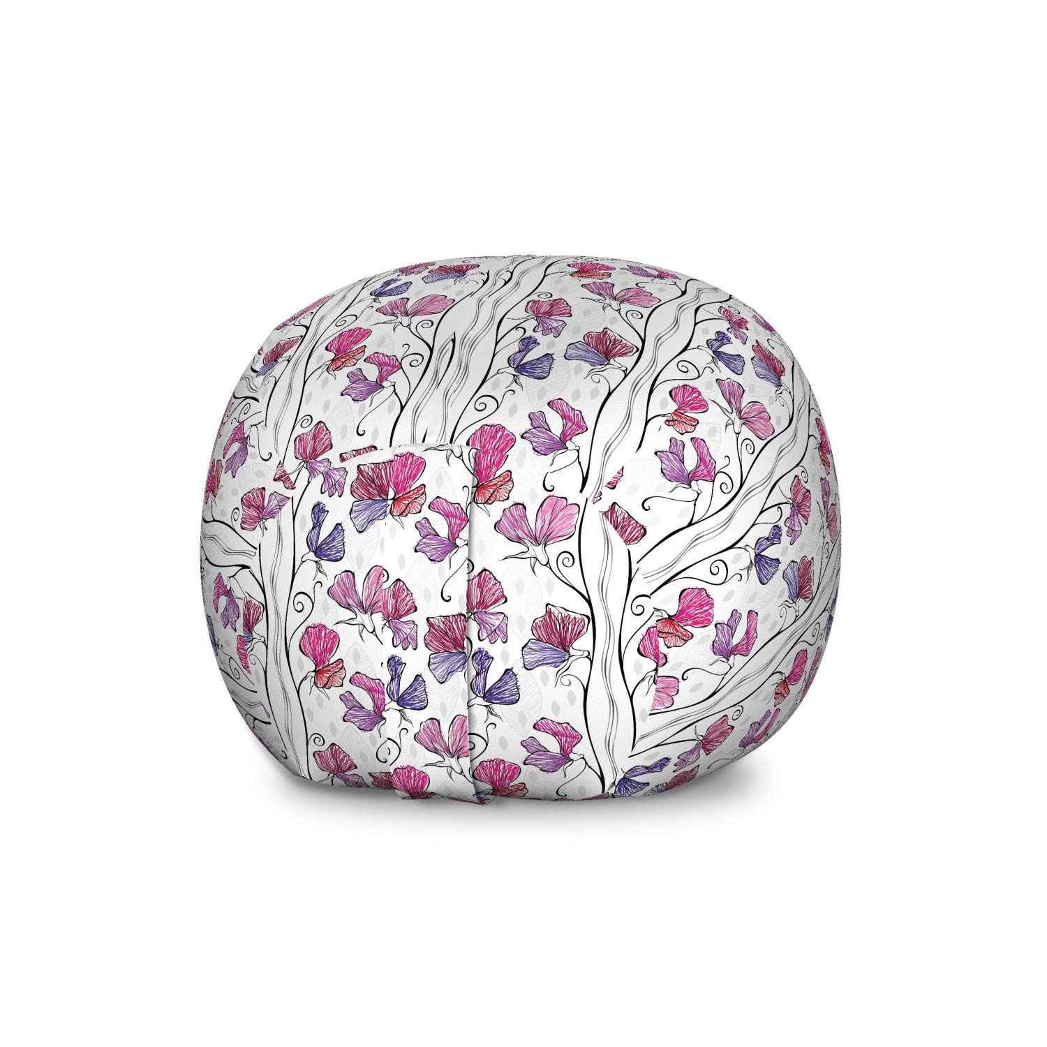 Ambesonne Large Washable Toy Storage Bag Chair - Abstract Floral Branch Pattern, Stuffed Animal Organizer for Kids' Room, Playroom & Nursery - Multicolor Spring Decor