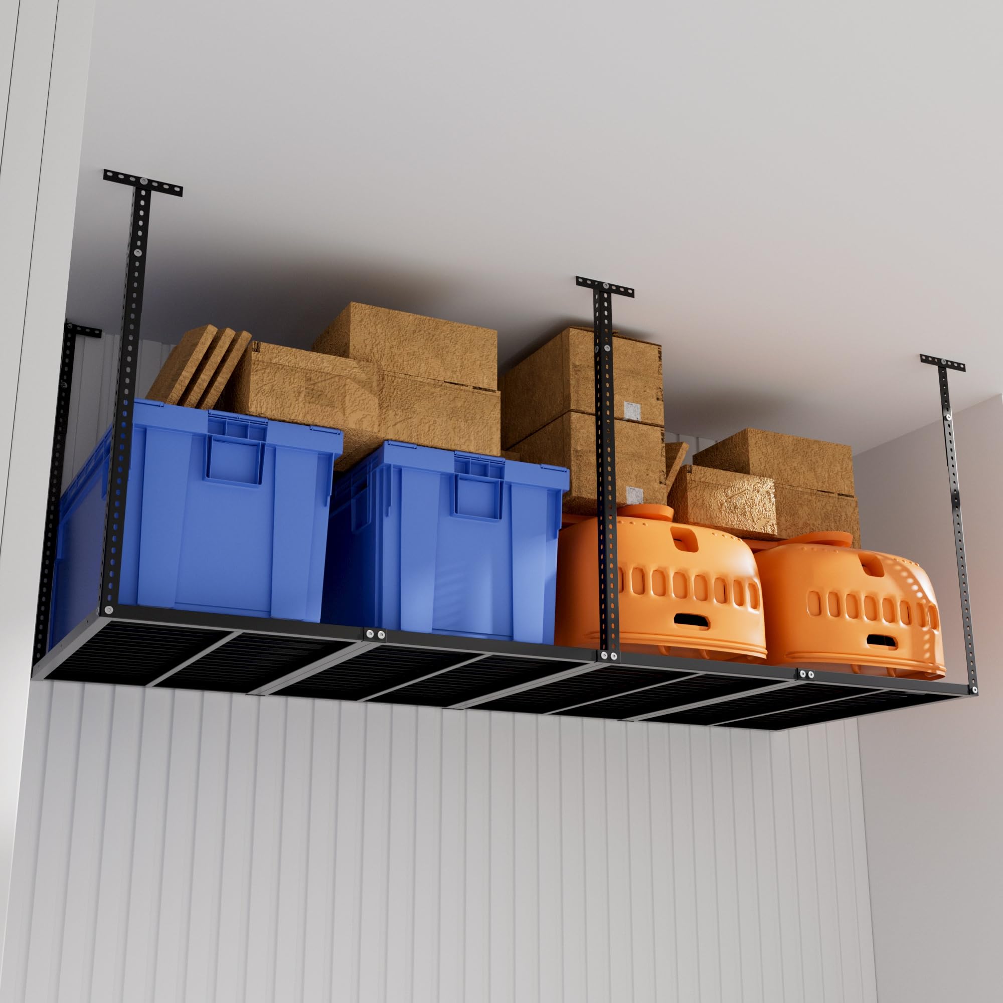 TUFFIOM Heavy Duty Overhead Garage Storage Rack - 3x8 ft Adjustable Ceiling Storage System with 750 lbs Capacity (22