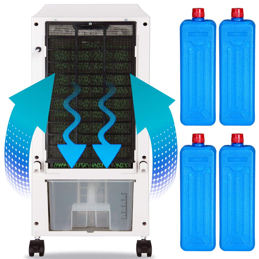 MONZANA® 4-in-1 Portable Air Cooler with 5L Tank, LED Display, Fan, Ionizer, Humidifier & Air Purifier - Perfect for Bedroom, Office & Home Cooling