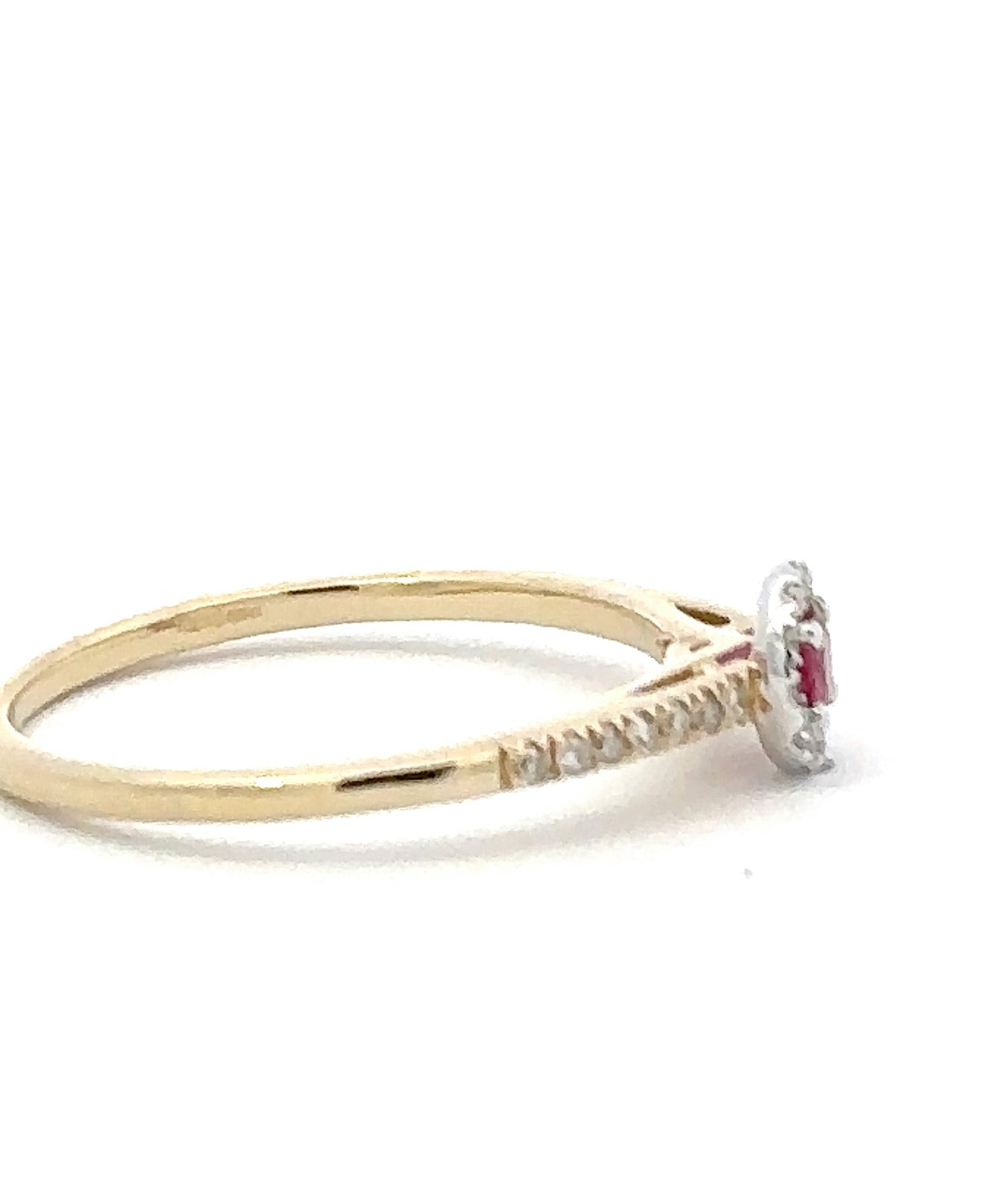 9ct Yellow and White Gold Ruby & Diamond Cluster Ring – Elegant Wedding, Engagement, or Anniversary Jewelry Gift for Women